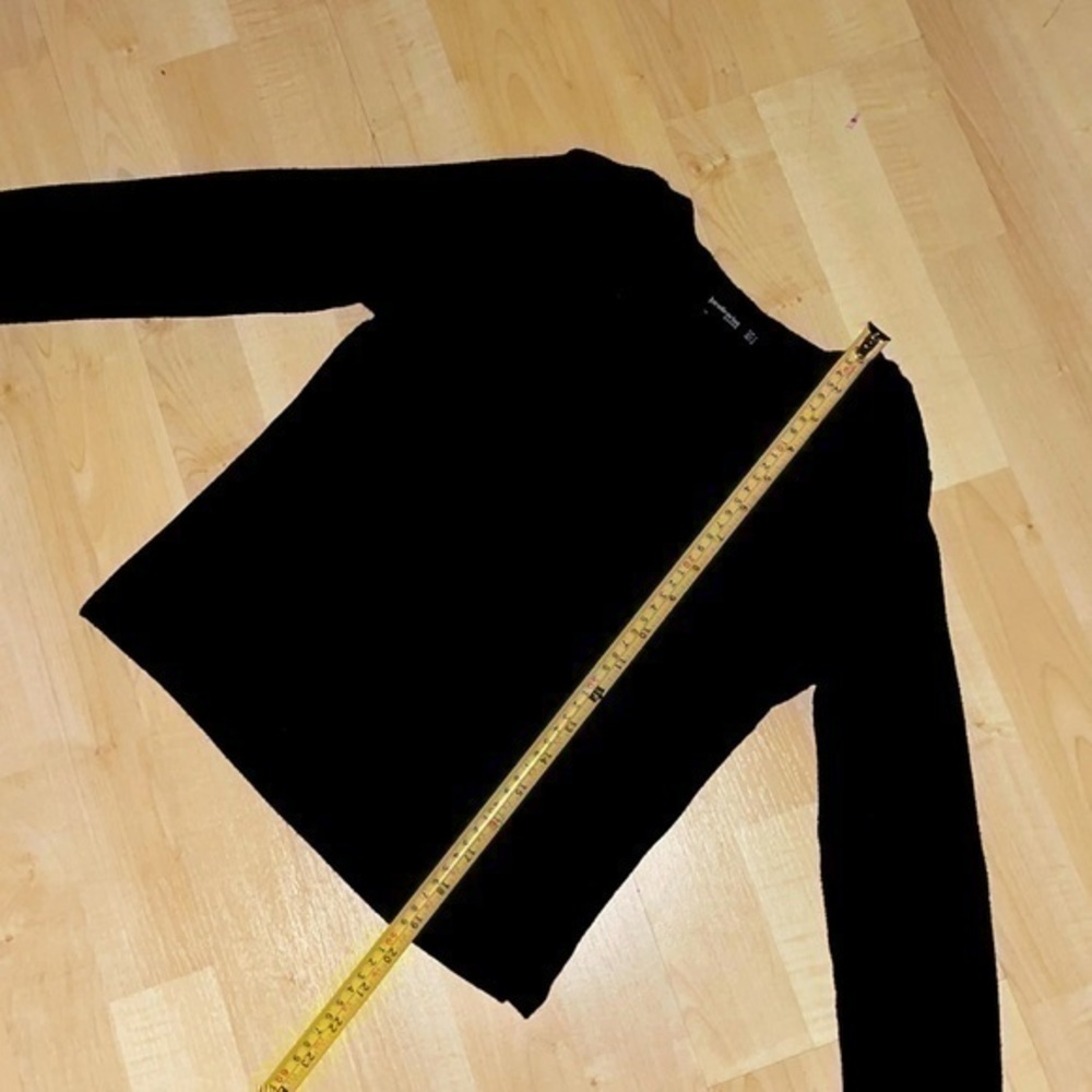Stradivarius ASOS crop top long sleeve shirt black crew neck M gently preloved - Picture 4 of 7